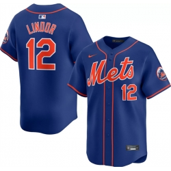 Men New York Mets 12 Francisco Lindor Royal 2024 Alternate Limited Stitched Baseball Jersey