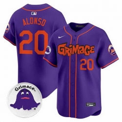 Men New York Mets 20 Pete Alonso Purple Grimace V2 Vapor Limited Stitched Baseball Jersey