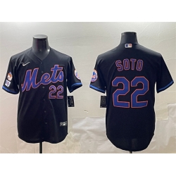 Men New York Mets 22 Juan Soto Black 2025 Spring Training Cool Base Stitched Baseball Jersey