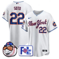 Men New York Mets 22 Juan Soto White 2025 Spring Training Stitched Baseball Jersey