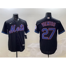 Men New York Mets 27 Mark Vientos Black Cool Base Stitched Baseball Jersey