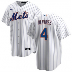 Men New York Mets 4 Francisco A1lvarez White Cool Base Stitched Baseball Jersey