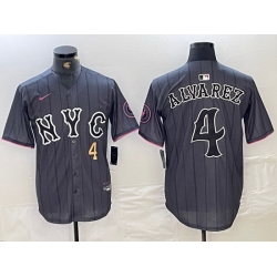 Men New York Mets 4 Francisco Alvarez Graphite 2024 City Connect Limited Stitched Baseball Jersey 5