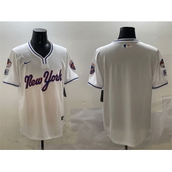 Men New York Mets Blank White 2025 Spring Training Stitched Baseball Jersey