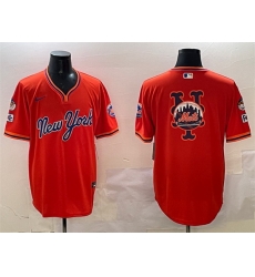 Men New York Mets Team Big Logo Orange 2025 Spring Training Stitched Baseball Jersey