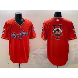 Men New York Mets Team Big Logo Orange 2025 Spring Training Stitched Baseball Jersey