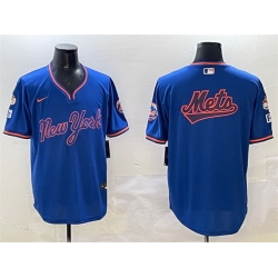 Men New York Mets Team Big Logo Royal 2025 Spring Training Stitched Baseball Jersey