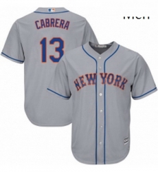 Mens Majestic New York Mets 13 Asdrubal Cabrera Replica Grey Road Cool Base MLB Jersey