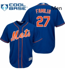 Mens Majestic New York Mets 27 Jeurys Familia Replica Royal Blue Alternate Home Cool Base MLB Jersey