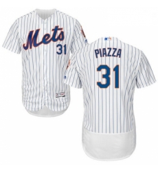 Mens Majestic New York Mets 31 Mike Piazza White Home Flex Base Authentic Collection MLB Jersey