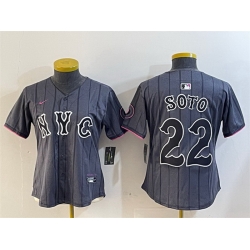 Women New York Mets 22 Juan Soto Graphite 2024 City Connect Limited Stitched Baseball Jersey 