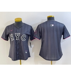 Women New York Mets Team Big Logo Graphite 2024 City Connect Limited Stitched Baseball Jersey 2 2