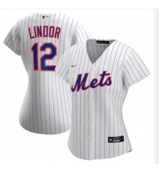 Women Nike New York Mets Francisco Lindor White Cool Base Stitched Jersey