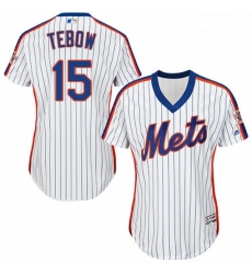 Womens Majestic New York Mets 15 Tim Tebow Authentic White Alternate Cool Base MLB Jersey