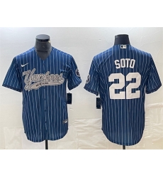 Men New York Yankees 22 Juan Soto Navy Cool Base Stitched Baseball Jerseys 1