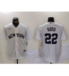 Men New York Yankees 22 Juan Soto White Cool Base Stitched Baseball Jersey 3