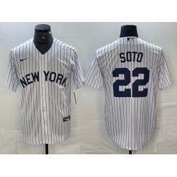 Men New York Yankees 22 Juan Soto White Cool Base Stitched Baseball Jersey