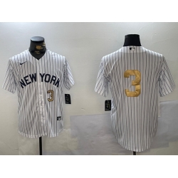 Men New York Yankees 3 Babe Ruth White Pinstripe Without Name Fashion Cool Base Jerseys