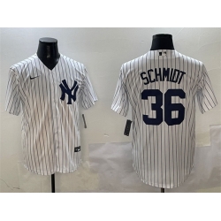 Men New York Yankees 36 Clarke Schmidt White Cool Base Stitched Baseball Jersey