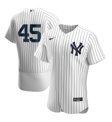 Men New York Yankees 45 Gerrit Cole Men Nike White Navy Home 2020 Flex Base Player MLB Jersey