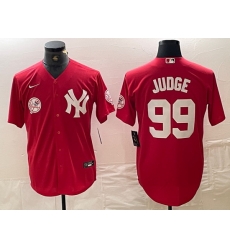 Men New York Yankees 99 Aaron Judge Red Cool Base Stitched Baseball Jersey 2