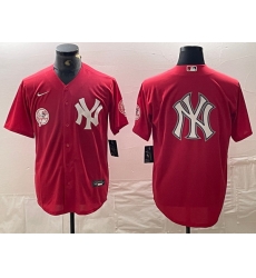 Men New York Yankees Big Logo Red Cool Base Stitched Baseball Jersey 11