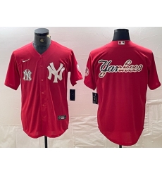 Men New York Yankees Big Logo Red Cool Base Stitched Baseball Jersey 17