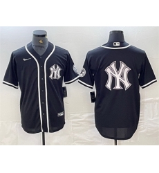 Men New York Yankees Black Team Big Logo Cool Base Stitched Baseball Jersey