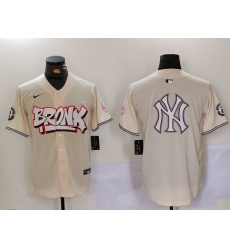 Men New York Yankees Blank Cream The Bronx Graffiti V2 Vapor Limited Stitched Baseball Jersey 1 397