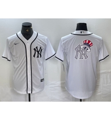 Men New York Yankees White Team Big Logo Cool Base Stitched Baseball Jersey 19