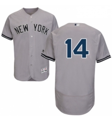 Mens Majestic New York Yankees 14 Brian Roberts Grey Road Flex Base Authentic Collection MLB Jersey