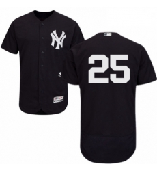 Mens Majestic New York Yankees 25 Gleyber Torres Navy Blue Alternate Flex Base Authentic Collection MLB Jersey