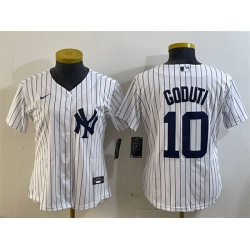 Women New York Yankees 10 Goduti White Cool Base Stitched Baseball Jersey