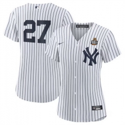 Women New York Yankees 27 Giancarlo Stanton White 2024 World Series Cool Base Stitched Baseball Jersey 1