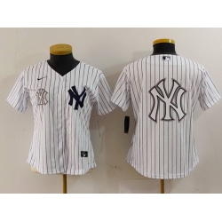 Women New York Yankees White Team Big Logo Cool Base Stitched Jersey 14