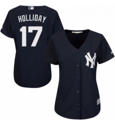 Womens Majestic New York Yankees 17 Matt Holliday Authentic Navy Blue Alternate MLB Jersey