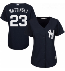 Womens Majestic New York Yankees 23 Don Mattingly Replica Navy Blue Alternate MLB Jersey