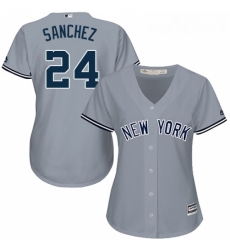 Womens Majestic New York Yankees 24 Gary Sanchez Replica Grey Road MLB Jersey