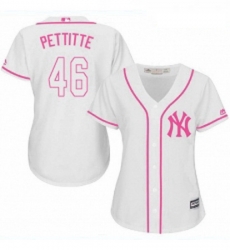 Womens Majestic New York Yankees 46 Andy Pettitte Replica White Fashion Cool Base MLB Jersey