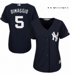 Womens Majestic New York Yankees 5 Joe DiMaggio Authentic Navy Blue Alternate MLB Jersey