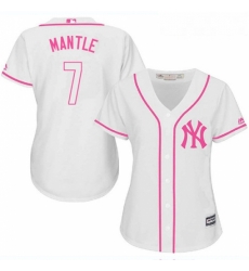 Womens Majestic New York Yankees 7 Mickey Mantle Authentic White Fashion Cool Base MLB Jersey