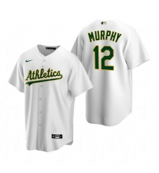 Men Oakland Athletics 12 Sean Murphy White Cool Base Stitched Jersey