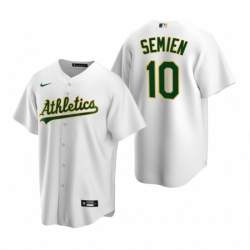 Mens Nike Oakland Athletics 10 Marcus Semien White Home Stitched Baseball Jerse