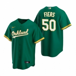 Mens Nike Oakland Athletics 50 Mike Fiers Green Alternate Stitched Baseball Jersey