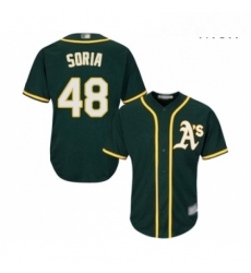 Mens Oakland Athletics 48 Joakim Soria Replica Green Alternate 1 Cool Base Baseball Jersey 