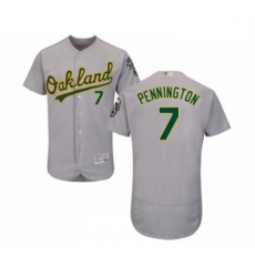 Mens Oakland Athletics 7 Cliff Pennington Grey Road Flex Base Authentic Collection Baseball Jersey