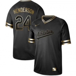 Oakland Athletics  24 Ricky Henderson Oakland Athletics Black Golden Jersey