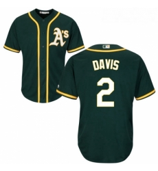 Youth Majestic Oakland Athletics 2 Khris Davis Authentic Green Alternate 1 Cool Base MLB Jersey 