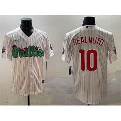 Men Philadelphia Phillies 10 J T  Realmuto White Phanatic Cool Base Stitched Jersey