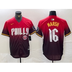 Men Philadelphia Phillies 16 Brandon Marsh Red 2024 City Connect Limited Stitched Jersey 3